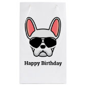 Cute White French Bulldog Face Small Gift Bag Klein Cadeauzakje (Achterkant)