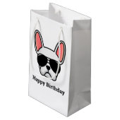 Cute White French Bulldog Face Small Gift Bag Klein Cadeauzakje (Achterkant Gekanteld)