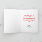 Cute White Funny Chicken and Cake Humor Birthday Kaart (Binnen)