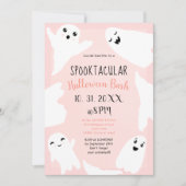 Cute white ghosts pastel roze Halloween bash Kaart (Voorkant)