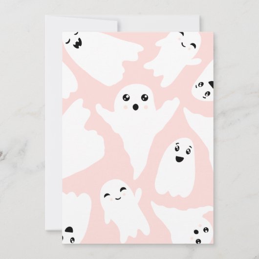 Cute white ghosts pastel roze Halloween bash Kaart (Achterkant)