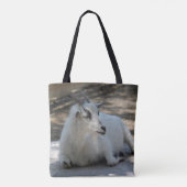 Cute White Goat Laying Photo Tote Bag (Achterkant)