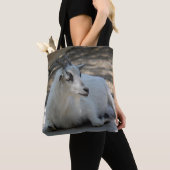 Cute White Goat Laying Photo Tote Bag (Dichtbij)