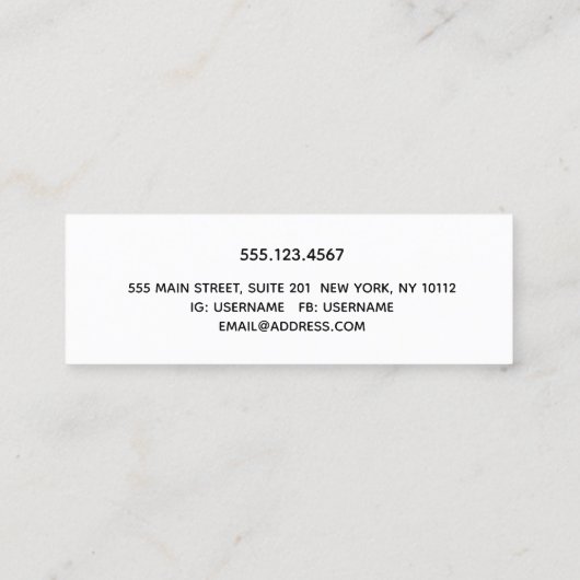 Cute White Gold Heart Calligraphy Beauty Stylist B Mini Visitekaartje (Achterkant)