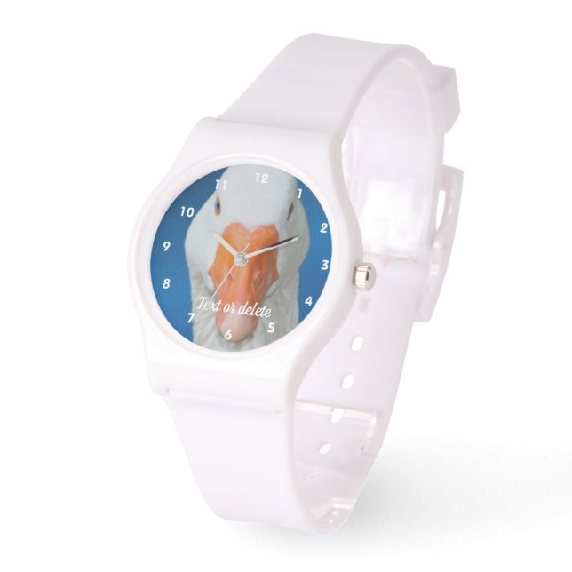 Cute White Goose Boerderij Animal Personalized Horloge (Hoek)