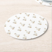 Cute White Goose Pattern Ronde Kartonnen Onderzetter (Gebogen)