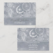 Cute White & Gray Dreamweaver Feathers Mandala Visitekaartje (Voorkant / Achterkant)