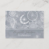 Cute White & Gray Dreamweaver Feathers Mandala Visitekaartje (Voorkant)