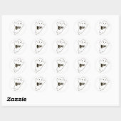 Cute white Halloween geest zegt BOO Ronde Sticker (Vel)