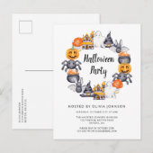 Cute White Happy Halloween Illustration Party Uitnodiging Briefkaart (Voorkant / Achterkant)