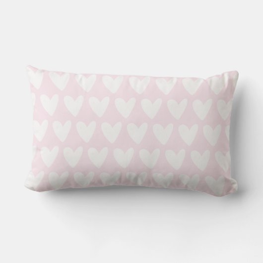 Cute White Hearts Pattern Blush Pink Nursery Kussen (Achterkant)
