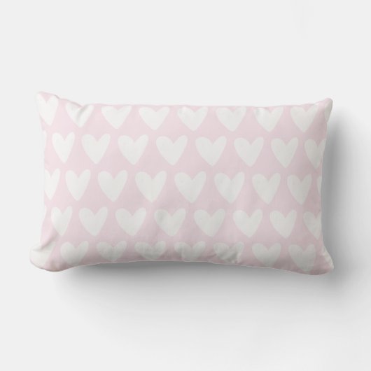 Cute White Hearts Pattern Blush Pink Nursery Kussen (Voorkant)