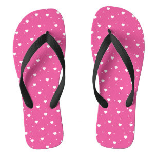 Cute White Hearts Pattern Hot Pink Background Teenslippers