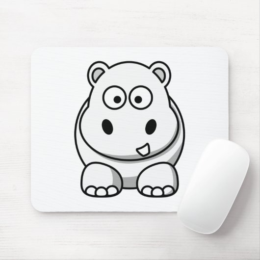 Cute White Hippo Muismat (Met muis)