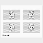 Cute White Hippo Rechthoekige Sticker (Vel)