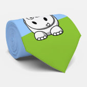 Cute White Hippo Stropdas (Opgerold)