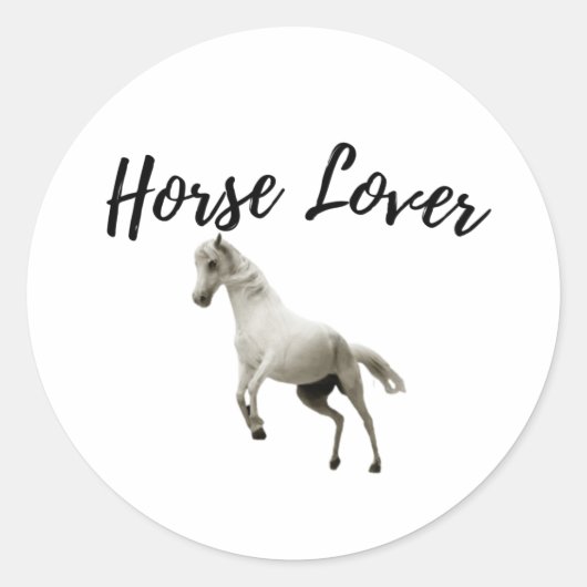 Cute White Horse Ronde Sticker (Voorkant)