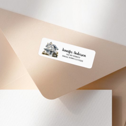 Cute White House New Home Envelope Address Etiket
