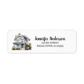 Cute White House New Home Envelope Address Etiket (Voorkant)