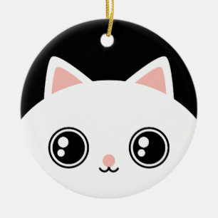 Cute White Kat and Black Kat Two Side Ornaming Keramisch Ornament