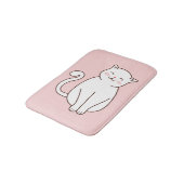 Cute White Kawaii Smiling Cat Pink Badmat (Gekanteld)