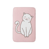 Cute White Kawaii Smiling Cat Pink Badmat (Voorkant Verticaal)
