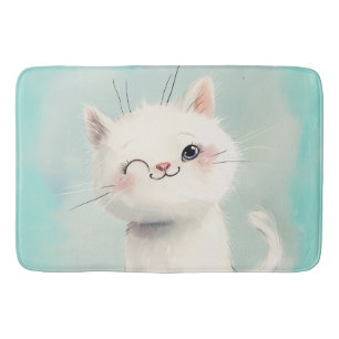 Cute White Kitten Badmat