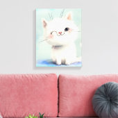 Cute White Kitten Canvas Afdruk (Insitu (Woonkamer))