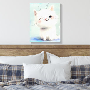 Cute White Kitten Canvas Afdruk