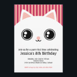 Cute White Kitten Cat Face Kids Birthday Invite Kaart<br><div class="desc">Verjaardaguitnodiging voor kinderen met een schattig wit kittengezicht met grote ronde,  glanzende ogen. De achtergrond is gestript. Gemakkelijk aan te passen aangezien het als sjabloon wordt ontworpen.</div>