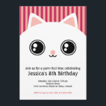 Cute White Kitten Cat Face Kids Birthday Invite Kaart<br><div class="desc">Verjaardaguitnodiging voor kinderen met een schattig wit kittengezicht met grote ronde,  glanzende ogen. De achtergrond is gestript. Gemakkelijk aan te passen aangezien het als sjabloon wordt ontworpen.</div>