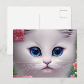 Cute White Kitten Chibi Briefkaart (Voorkant / Achterkant)
