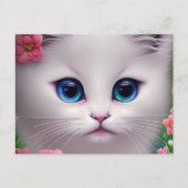 Cute White Kitten Chibi Briefkaart (Voorkant)