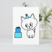 Cute White Kitten in een Blue Birthday Pet. Kaart (Staand voorkant)