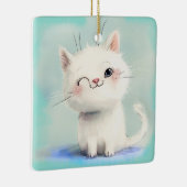 Cute White Kitten Keramisch Ornament (Rechts)