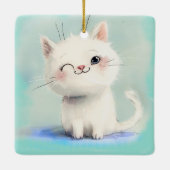 Cute White Kitten Keramisch Ornament (Achterkant)