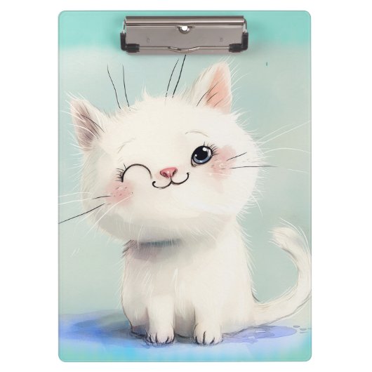 Cute White Kitten Klembord (Voorkant)