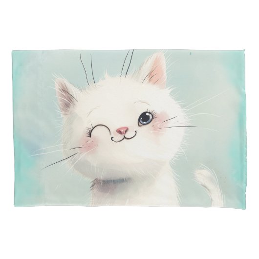 Cute White Kitten Kussensloop (Voorkant)