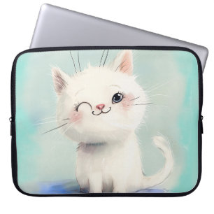 Cute White Kitten Laptop Sleeve