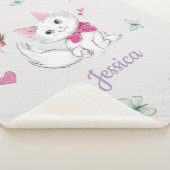 Cute White Kitten met Butterfly op pastel Sherpa Deken (3/4)