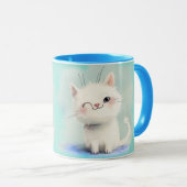 Cute White Kitten Mok (Voorkant rechts)