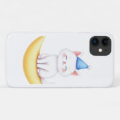Cute White Kitten on Moon iPhone / iPad case (Achterkant (horizontaal))