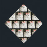 Cute White Kitten Pet Photo Custom Bandana<br><div class="desc">Cute White Kitten Pet Photo Custom Bandana is gemaakt van een persoonlijke foto van onze familie kat. Ze is een schattige witte lange haarkat met unieke zwarte markeringen en een op haar kin. Ze draagt een roze boog op haar hoofd. Het maakt een geweldig cadeauidee voor een kattenliefhebber of katteneigenaar....</div>