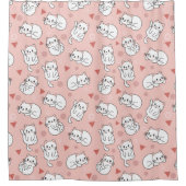 Cute White Kitten Pink Achtergrond Douchegordijn (Voorkant)