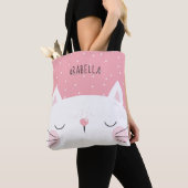 Cute White Kitten Pink Tote Bag (Dichtbij)