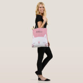 Cute White Kitten Pink Tote Bag (Op model)