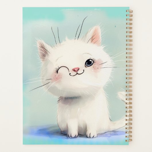 Cute White Kitten Planner (Achterkant)