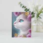 Cute White Kitten Portrait Briefkaart (Staand voorkant)