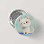 Cute White Kitten Ronde Button 3,2 Cm (Voorkant /achterkant)