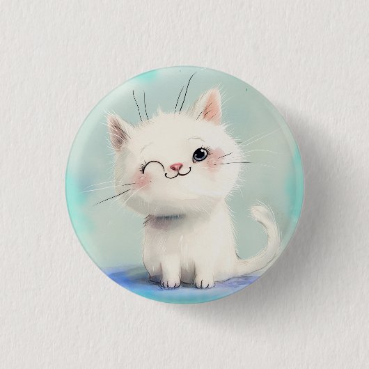 Cute White Kitten Ronde Button 3,2 Cm (Voorkant)